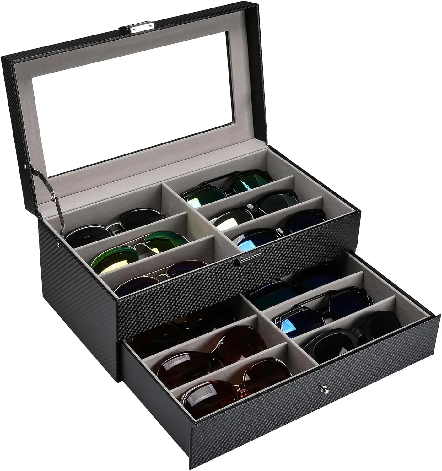 18 Slots Leather Sunglass Box for Men Women