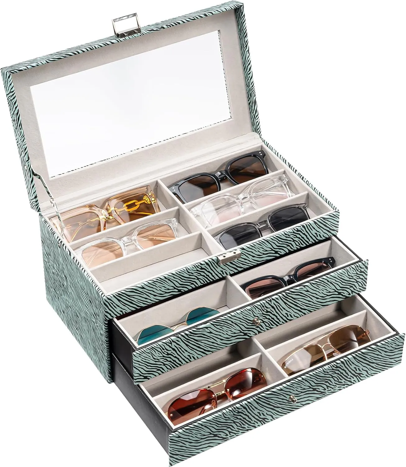 18 Slots Leather Sunglass Box for Men Women