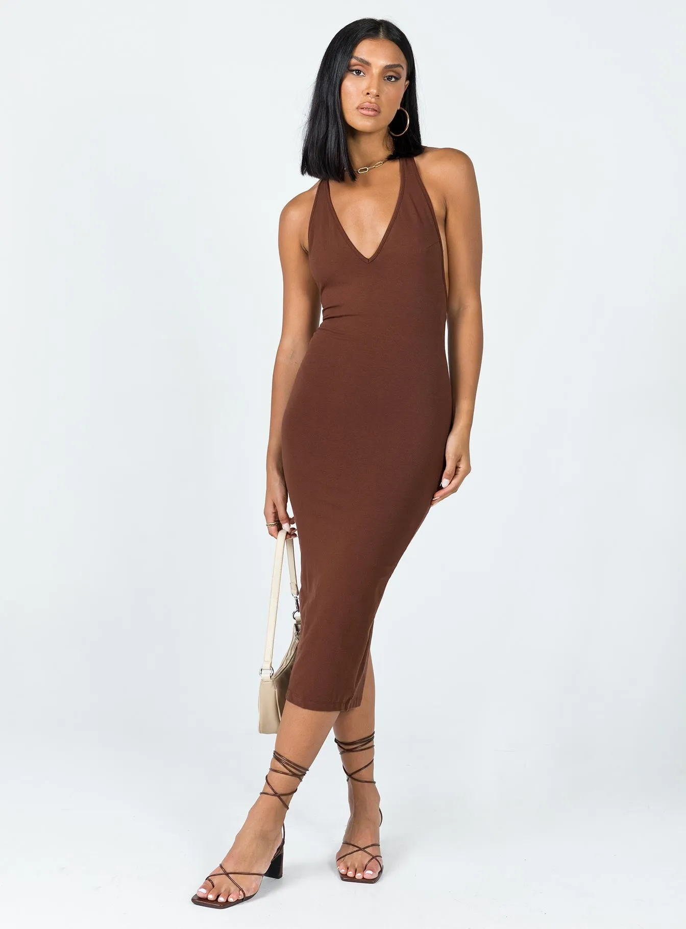 Aditya Midi Dress Brown