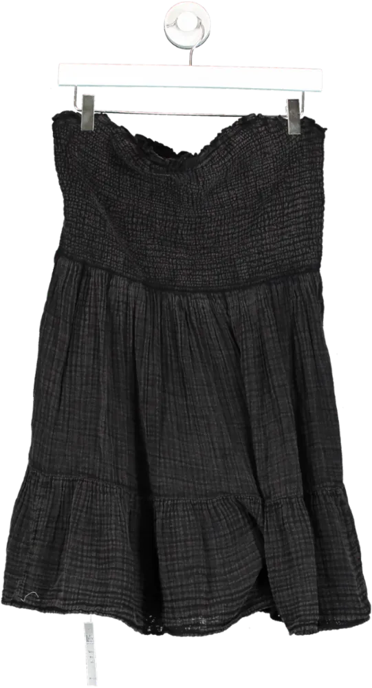 Anthropologie Black The Marisol Smocked Mini Dress UK  L