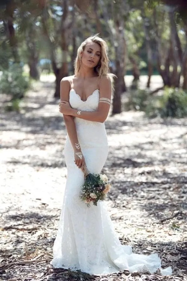 Backless Lace Mermaid Wedding Dress