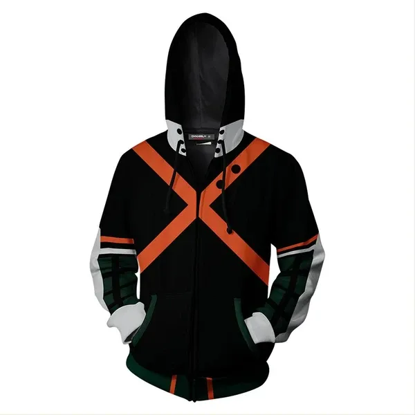 Bakugou Katsuki Cosplay Costume Tee Hoodie Zip Sweatshirt