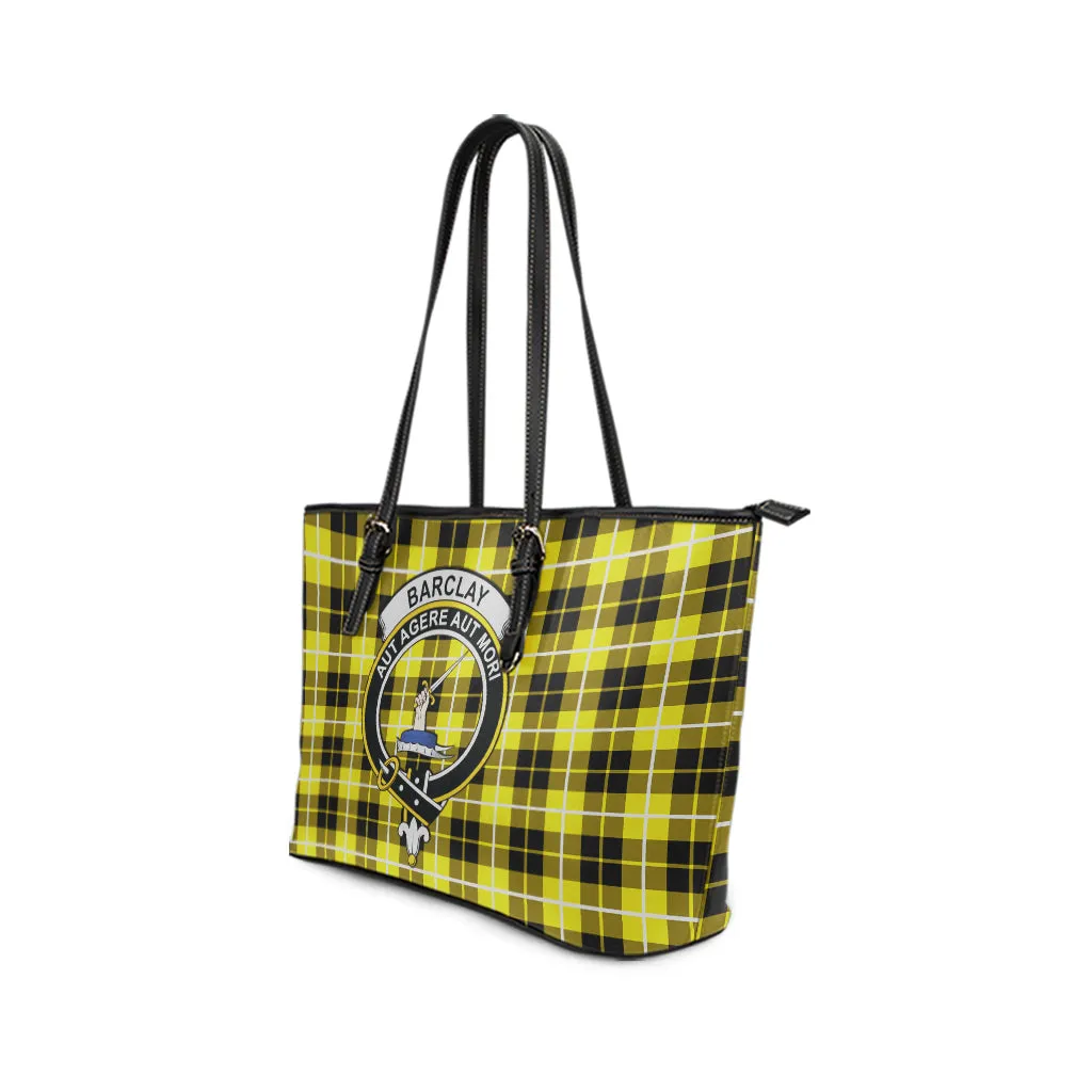 Barclay Dress Modern Tartan Leather Tote Bag with Family Crest