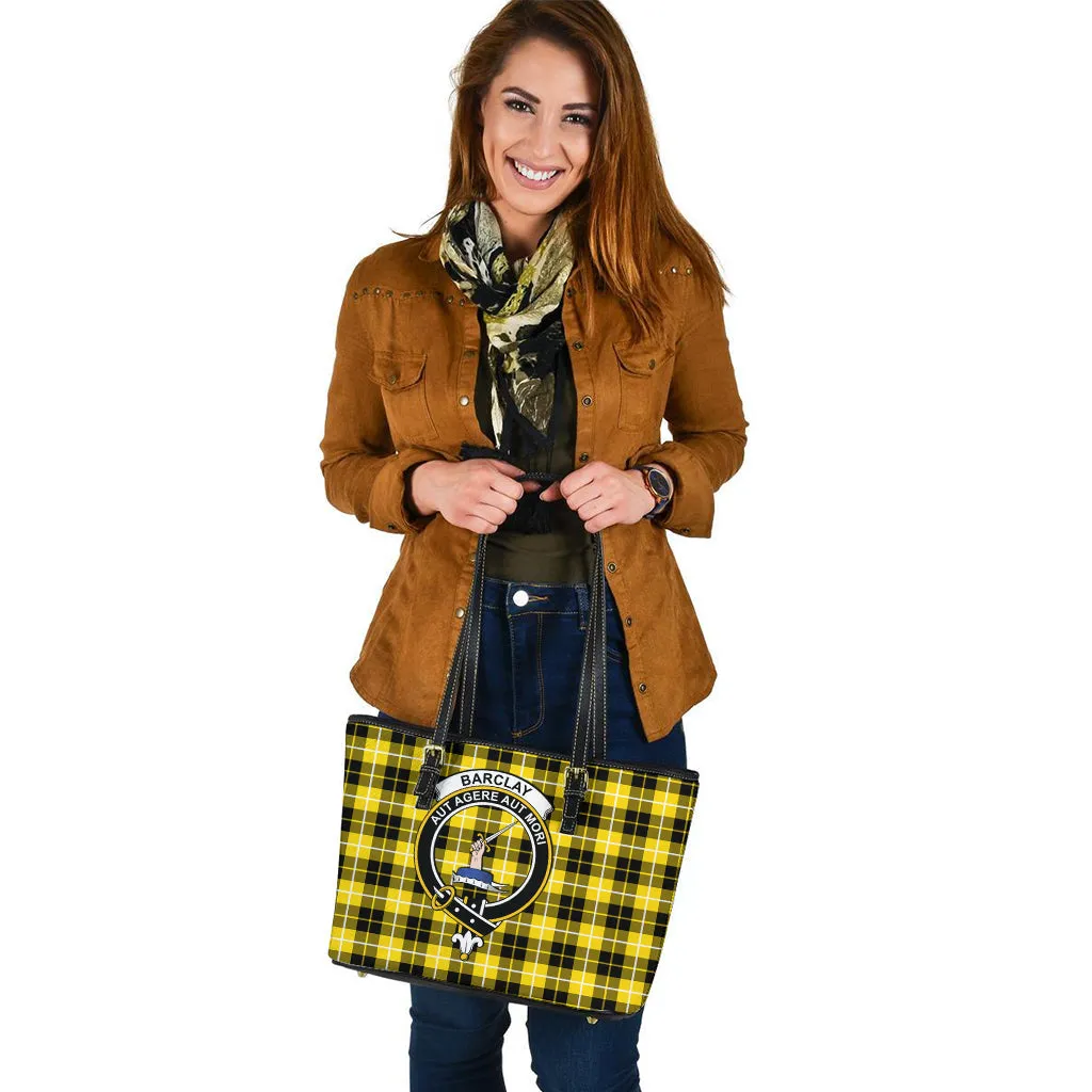 Barclay Dress Modern Tartan Leather Tote Bag with Family Crest