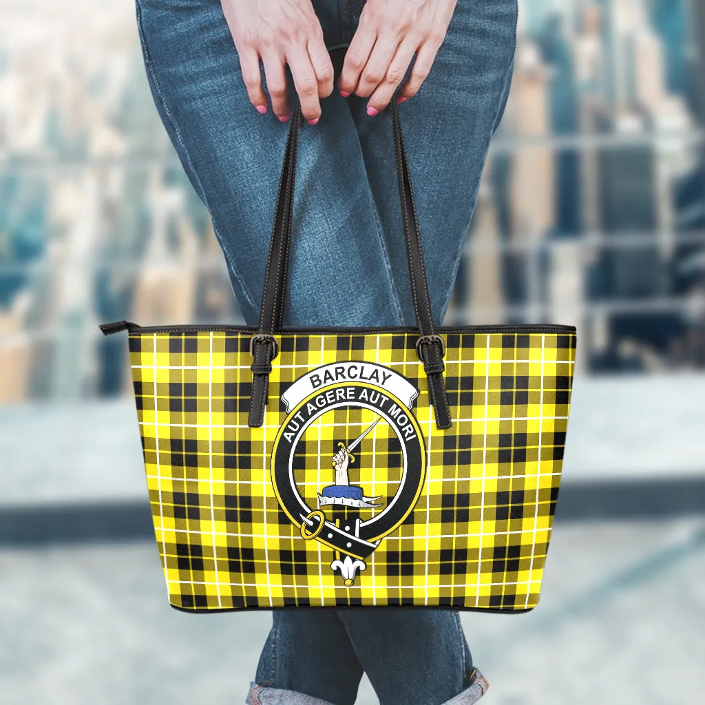 Barclay Dress Modern Tartan Leather Tote Bag with Family Crest