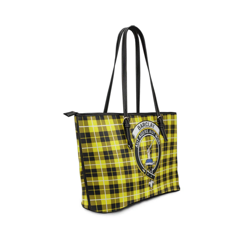 Barclay Dress Modern Tartan Leather Tote Bag with Family Crest