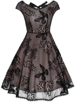 Black 1950s Lace Butterfly Swing Dress