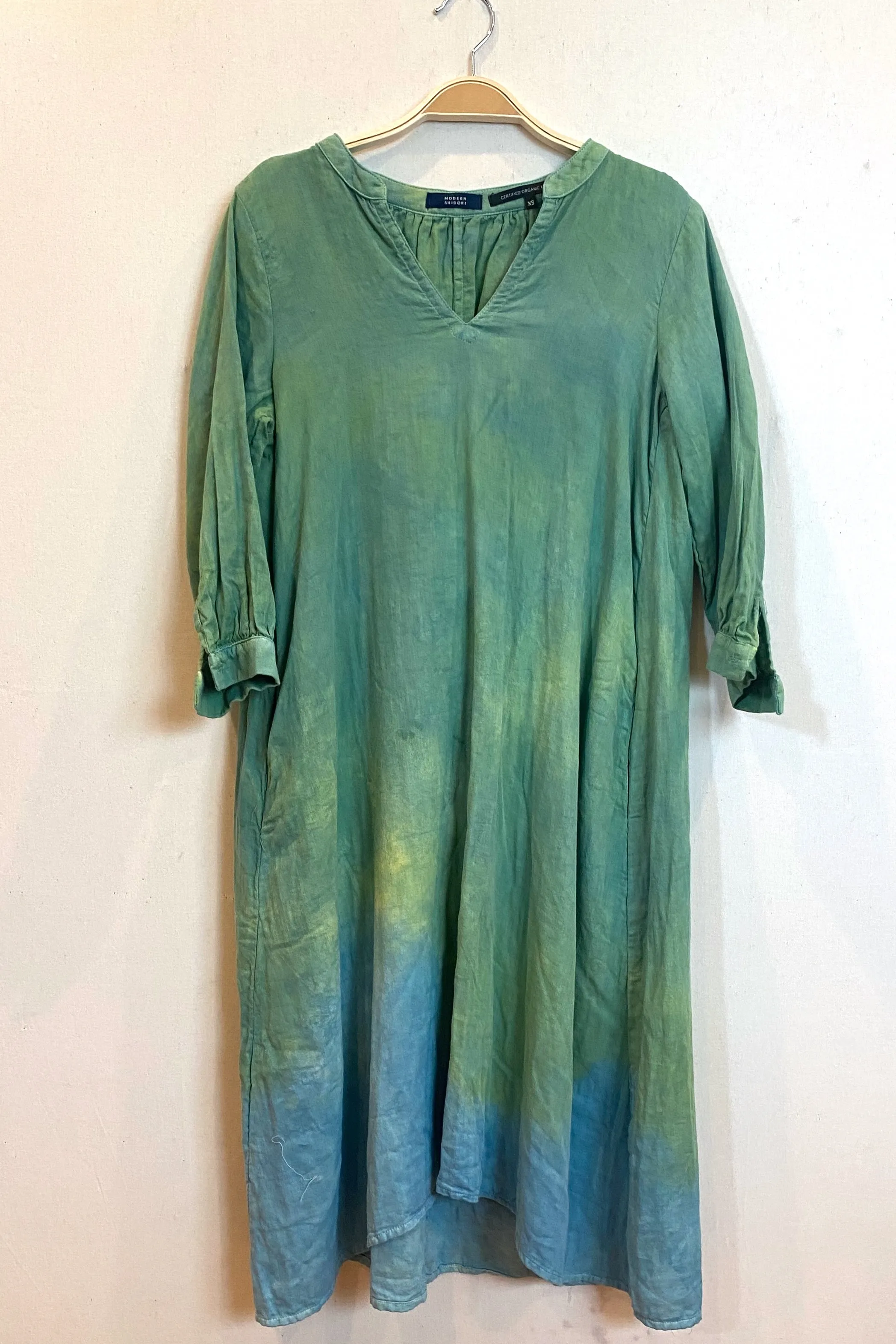 Celeste Dress in Green | Organic Cotton Double Gauze | Ombre