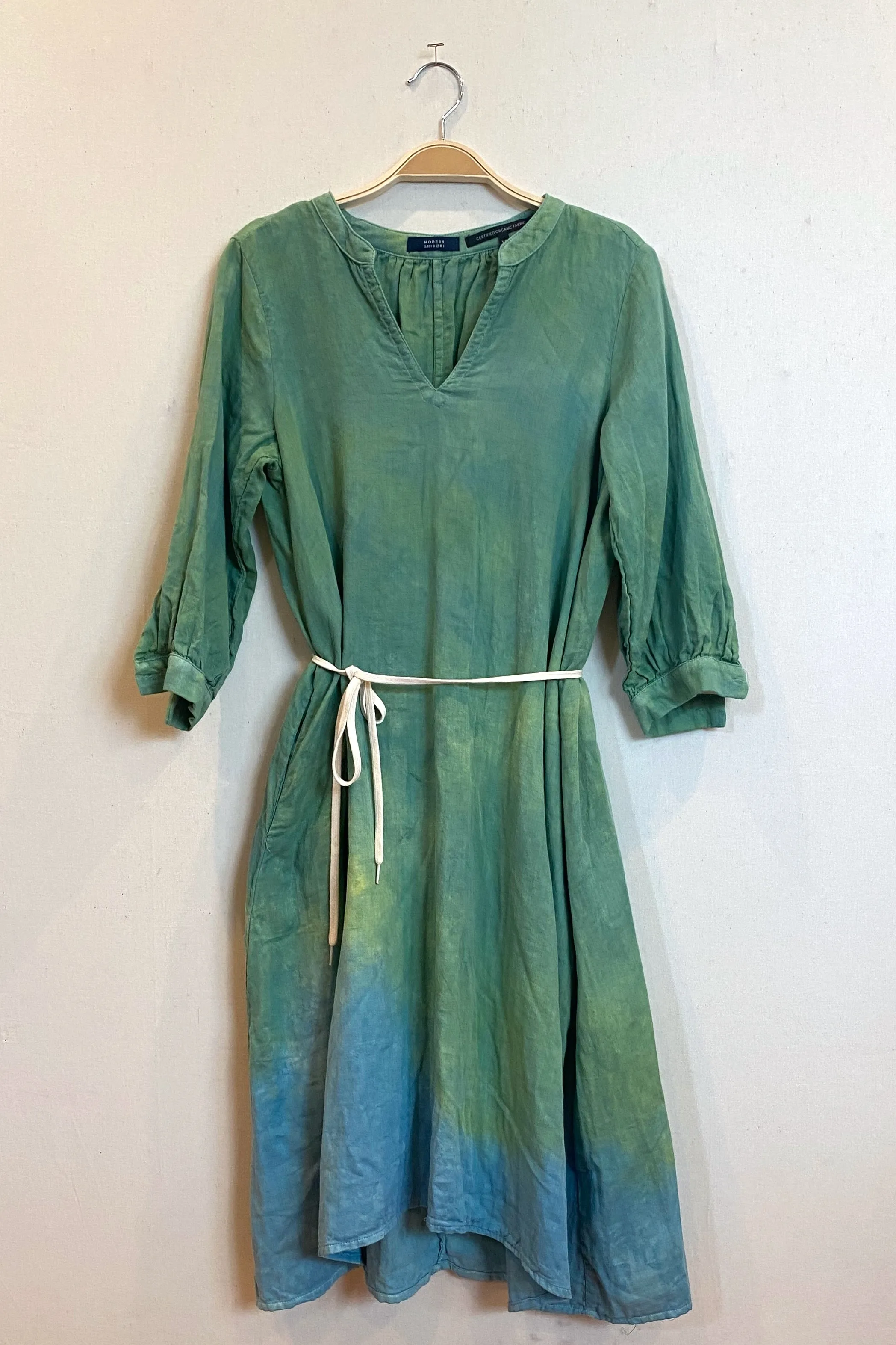 Celeste Dress in Green | Organic Cotton Double Gauze | Ombre