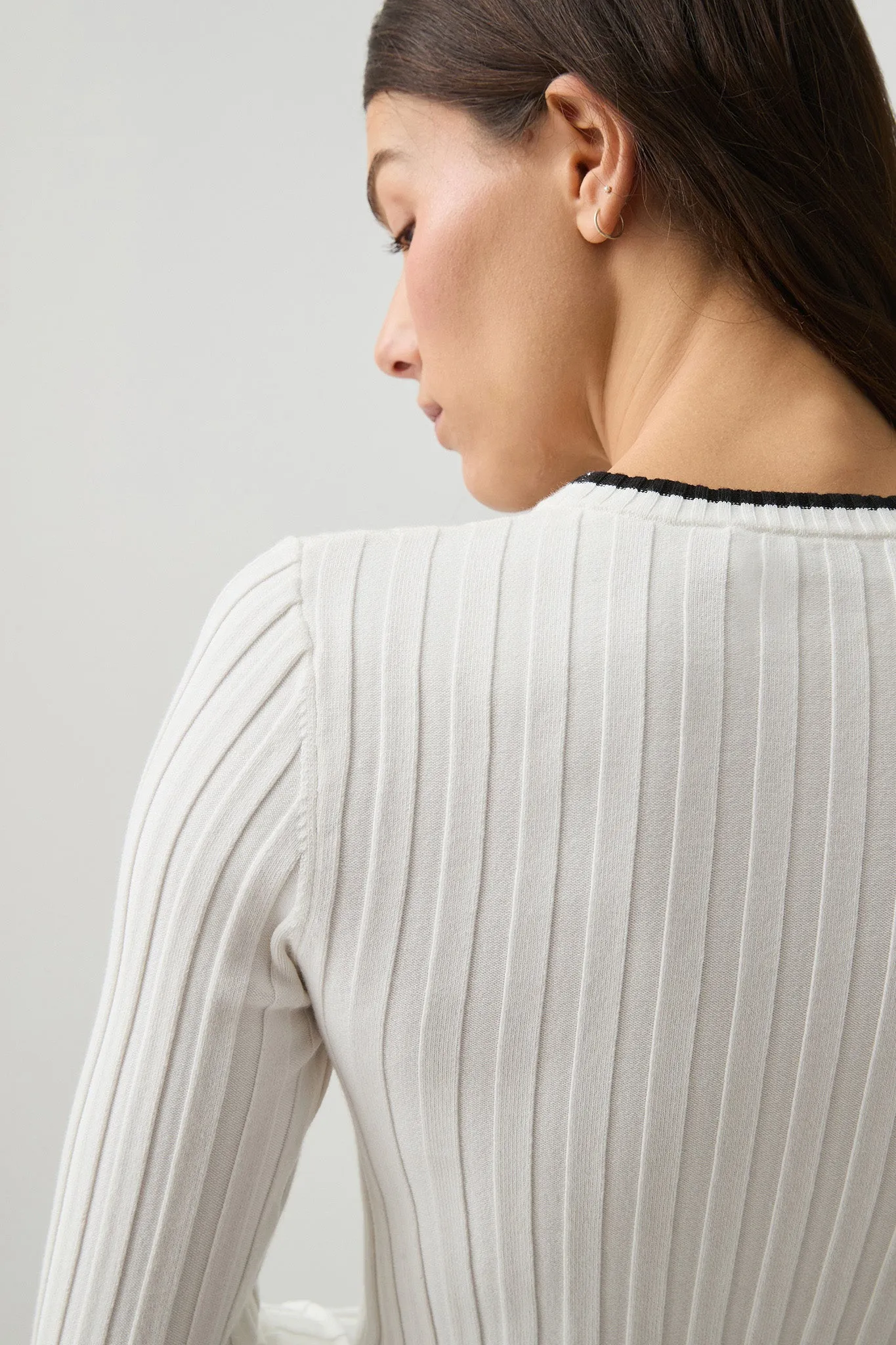 Contrast Long Sleeve Rib Knit Top 438