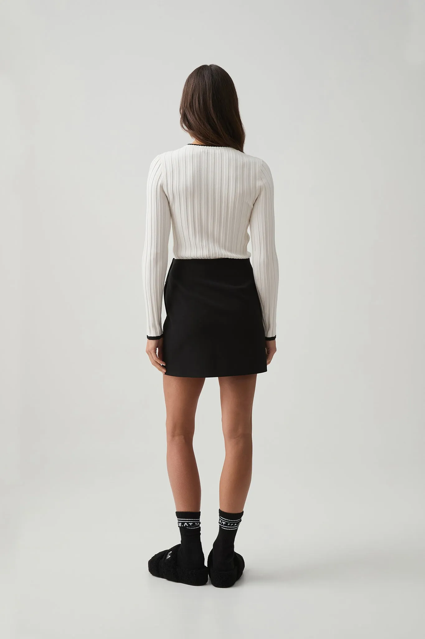 Contrast Long Sleeve Rib Knit Top 438