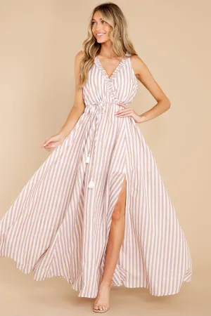 Desert Dreaming Beige Stripe Maxi Dress