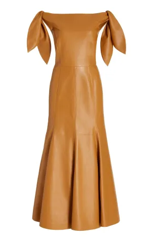 Eda Dress in Cashew Nappa Leather