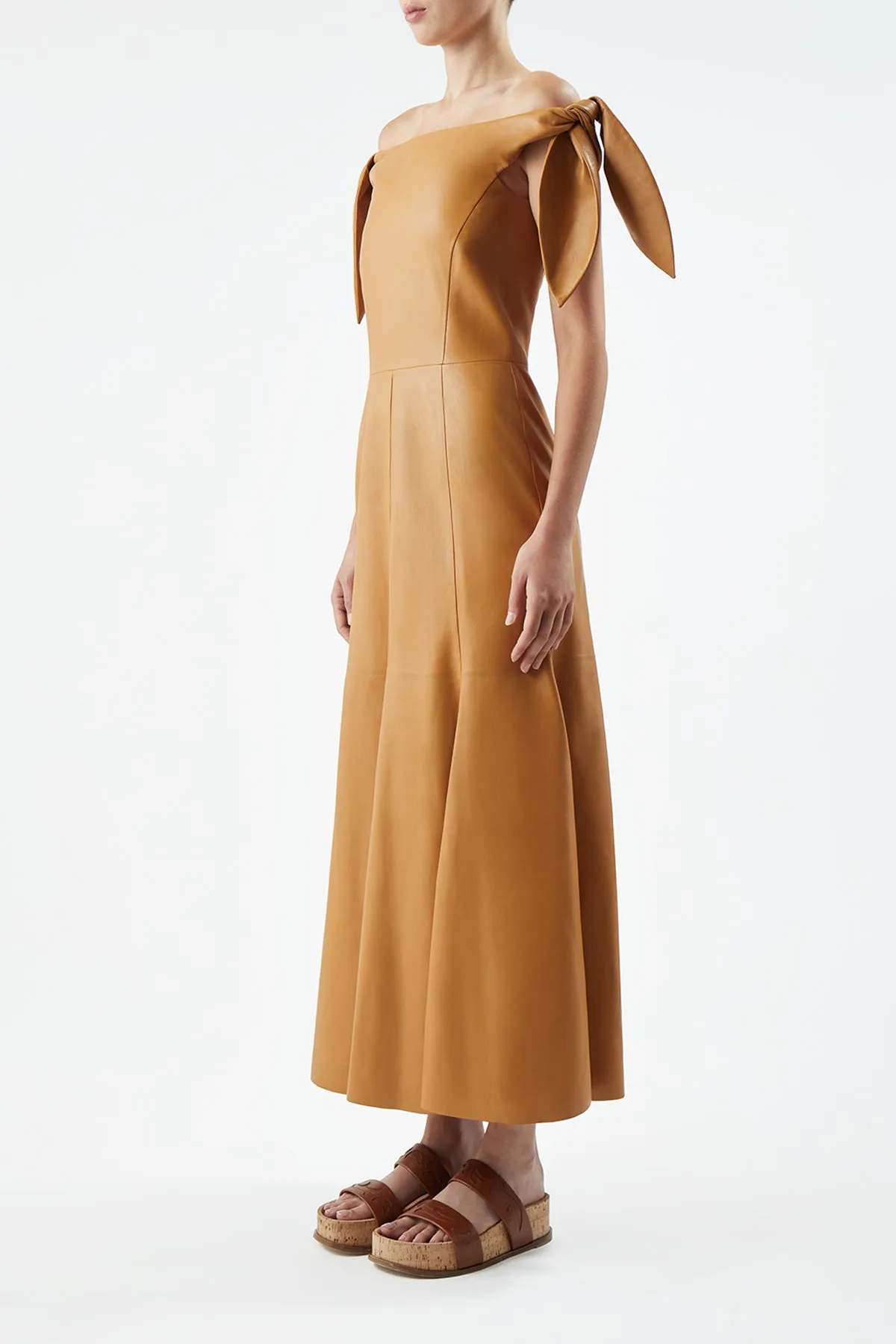 Eda Dress in Cashew Nappa Leather