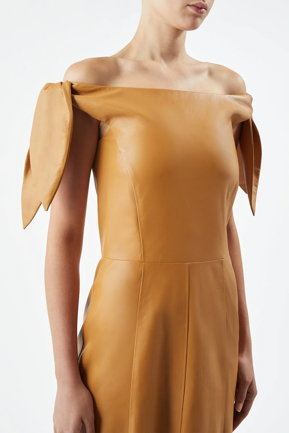 Eda Dress in Cashew Nappa Leather