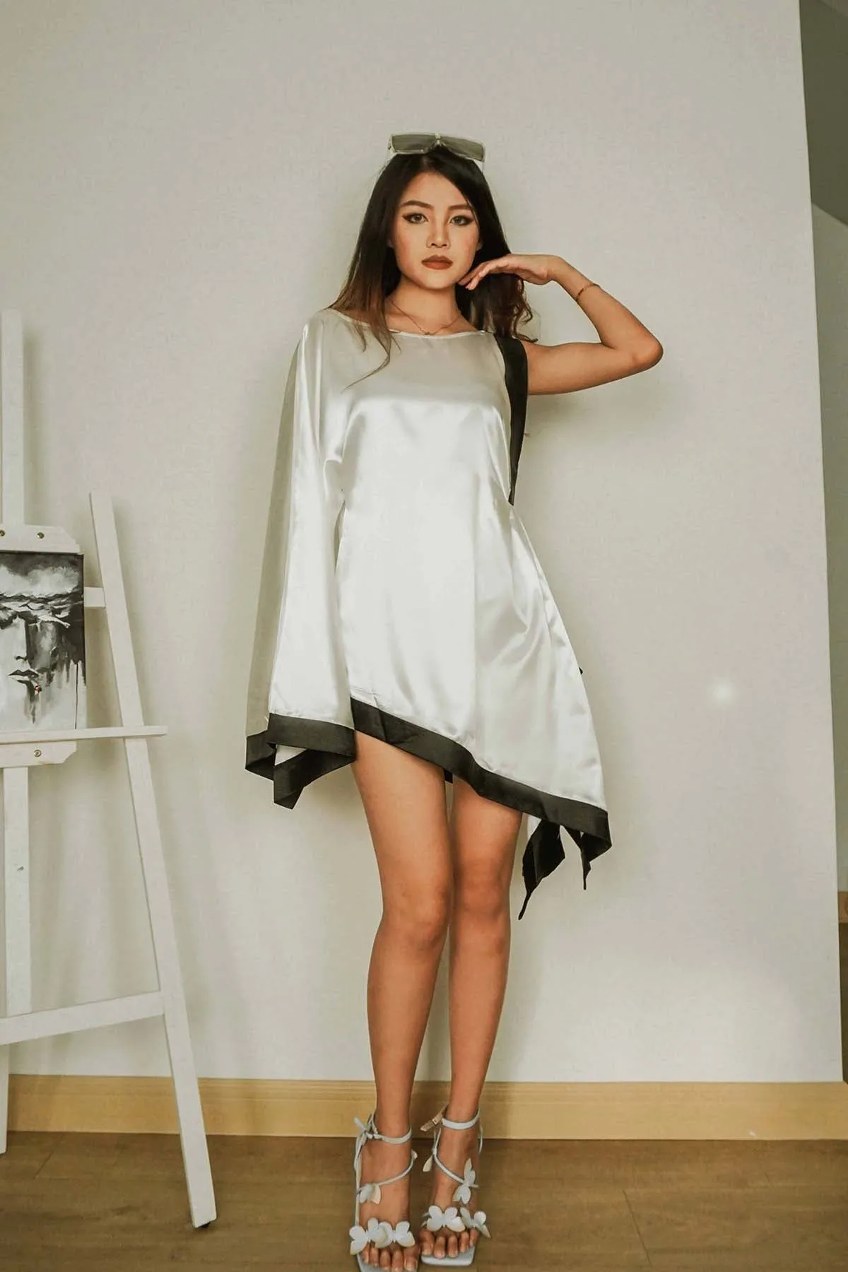 Emms Asymmetrical Dress in White