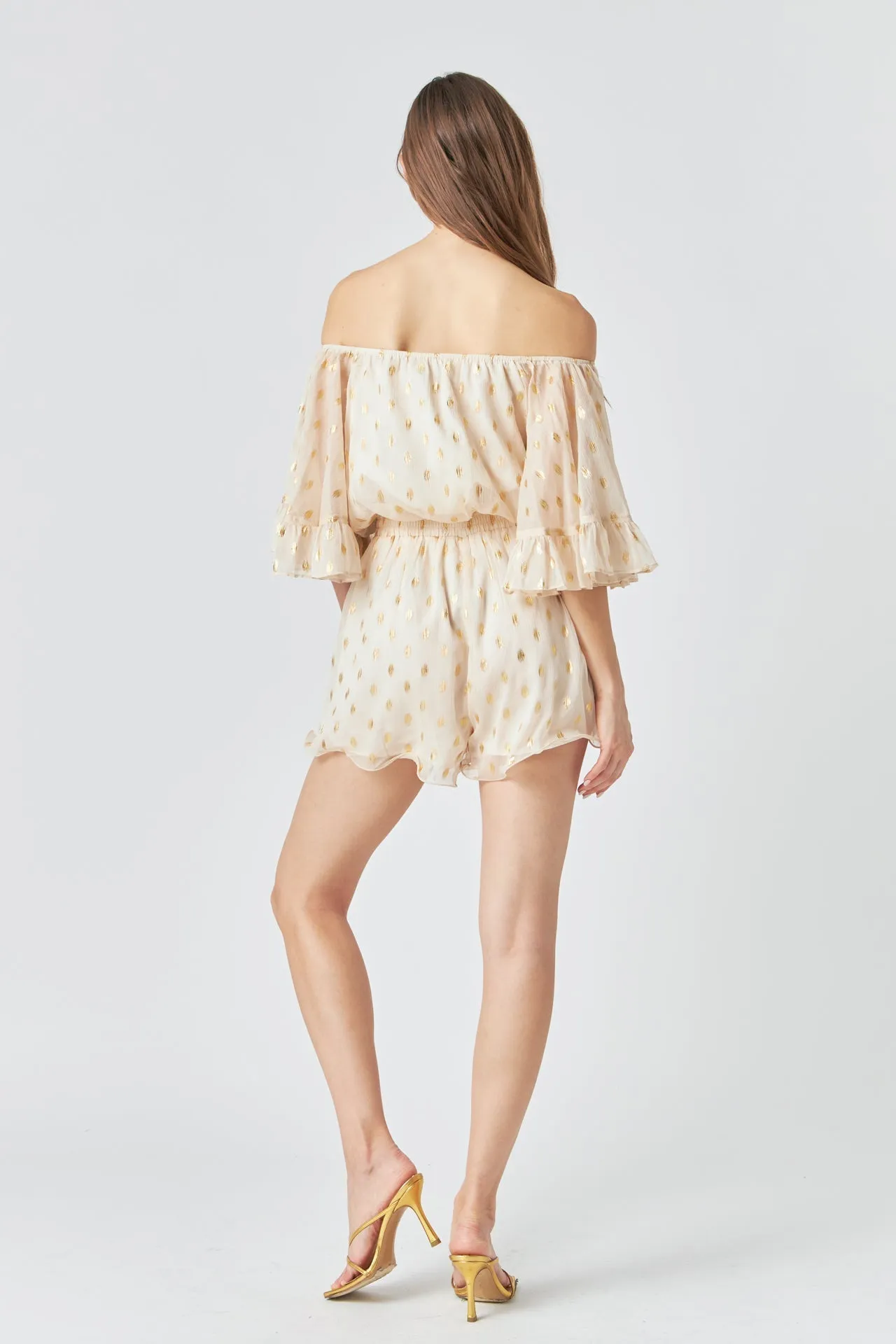 Endless Rose - Foil Print Off-Shoulder Romper