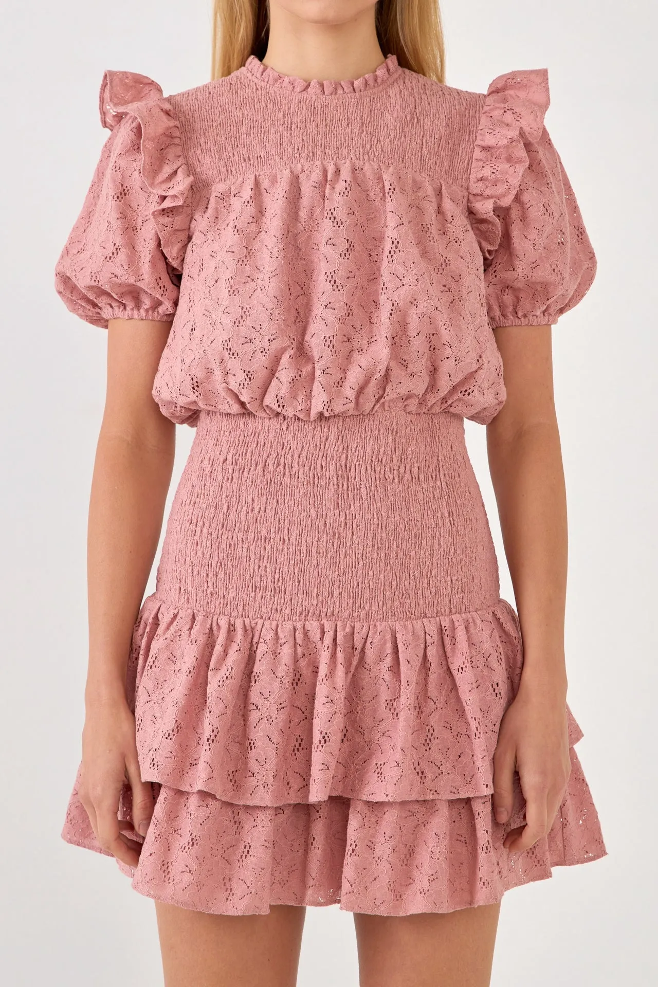 Endless Rose - Smocked Lace Mini Dress