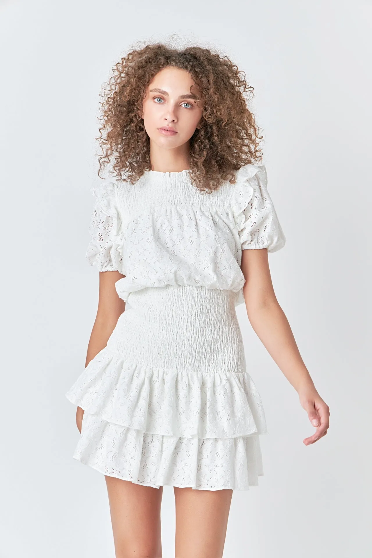 Endless Rose - Smocked Lace Mini Dress