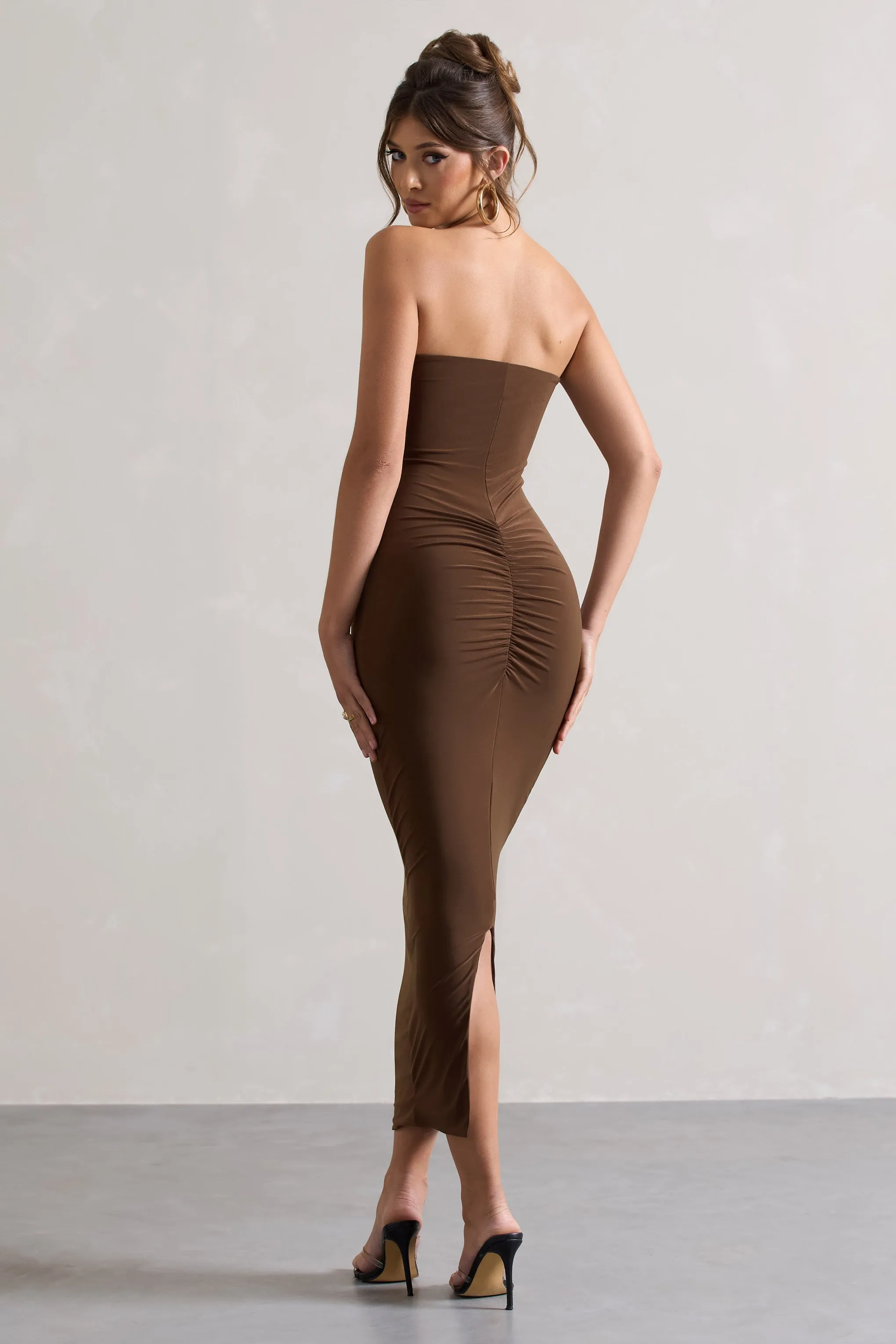 Evita | Chocolate Sweetheart Twist Detail Maxi Dress