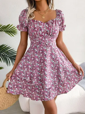 Floral Sweetheart Summer Mini Dress