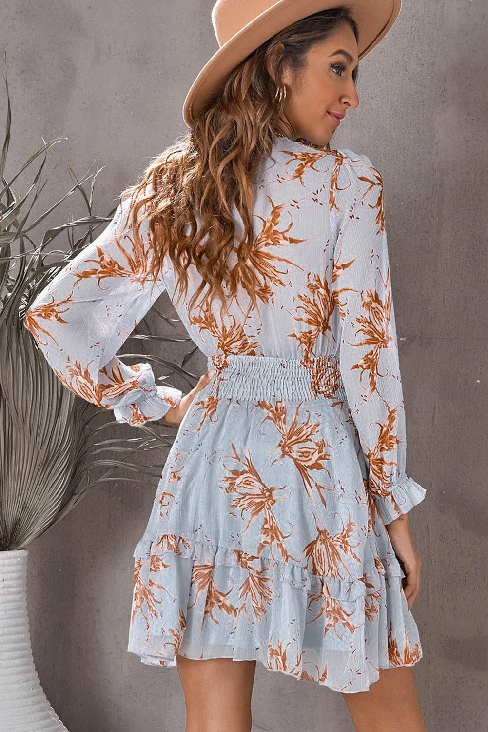 Flounce Sleeve Mini Dress