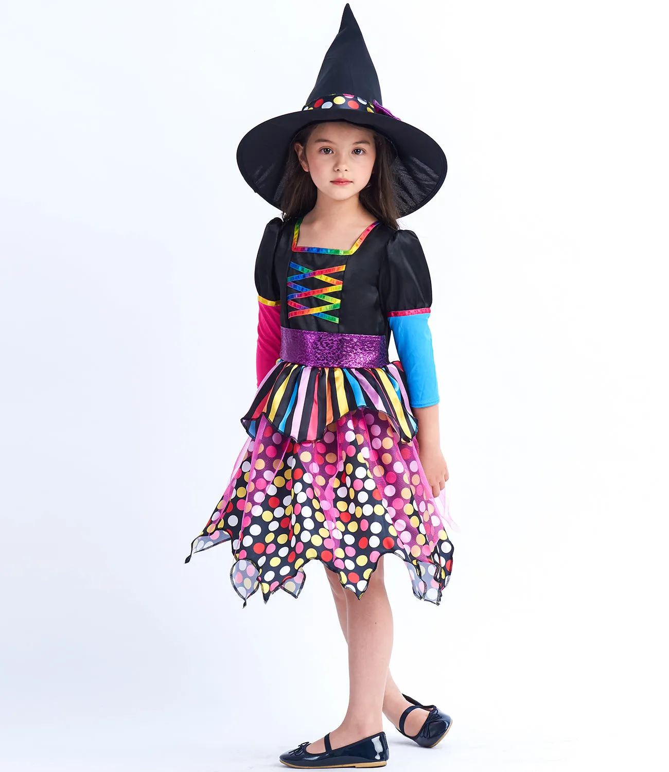 Halloween Girls Witch Costume Kids Magic Dress Up Outfit with Hat