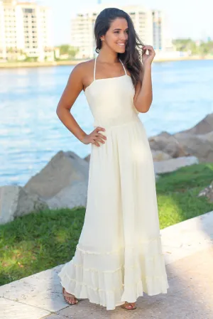 Ivory Maxi Dress with Strappy Back