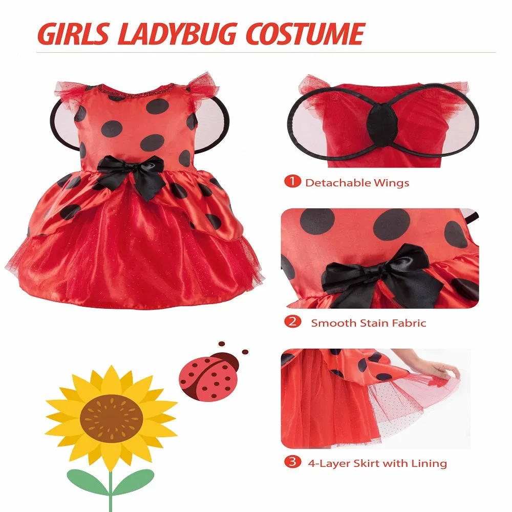 Ladybug Costume Ballerina Beetle Wings Fancy Dress up Outfit Ladybird Suit