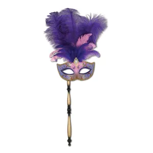 Mardi Gras Costume Mask with Stick