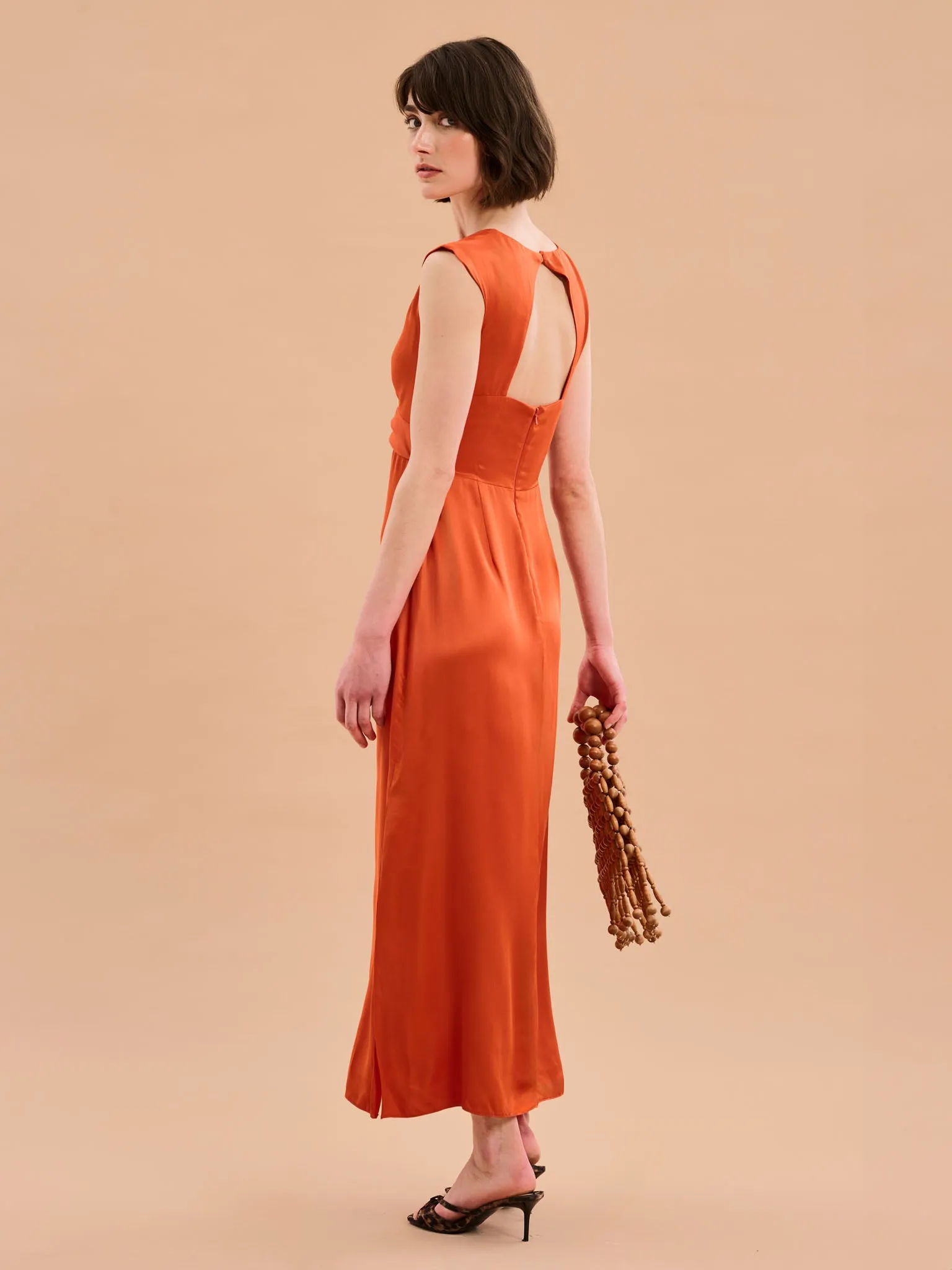 Marin Twist Front Dress in Burnt Orange