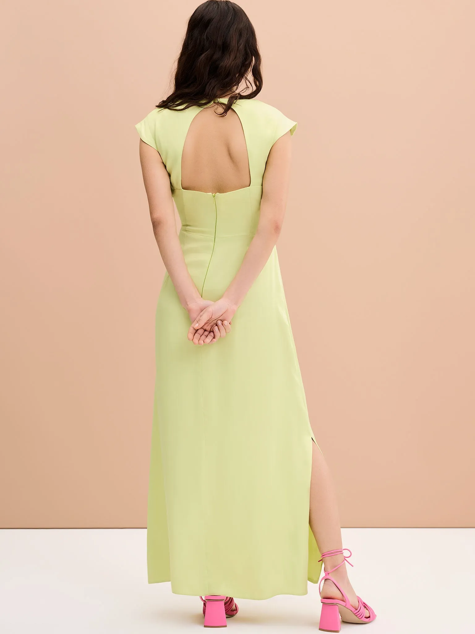 Marin Twist Front Dress in Lime