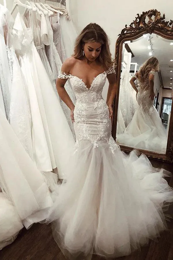 Mermaid Off The Shoulder Backless Wedding Dress