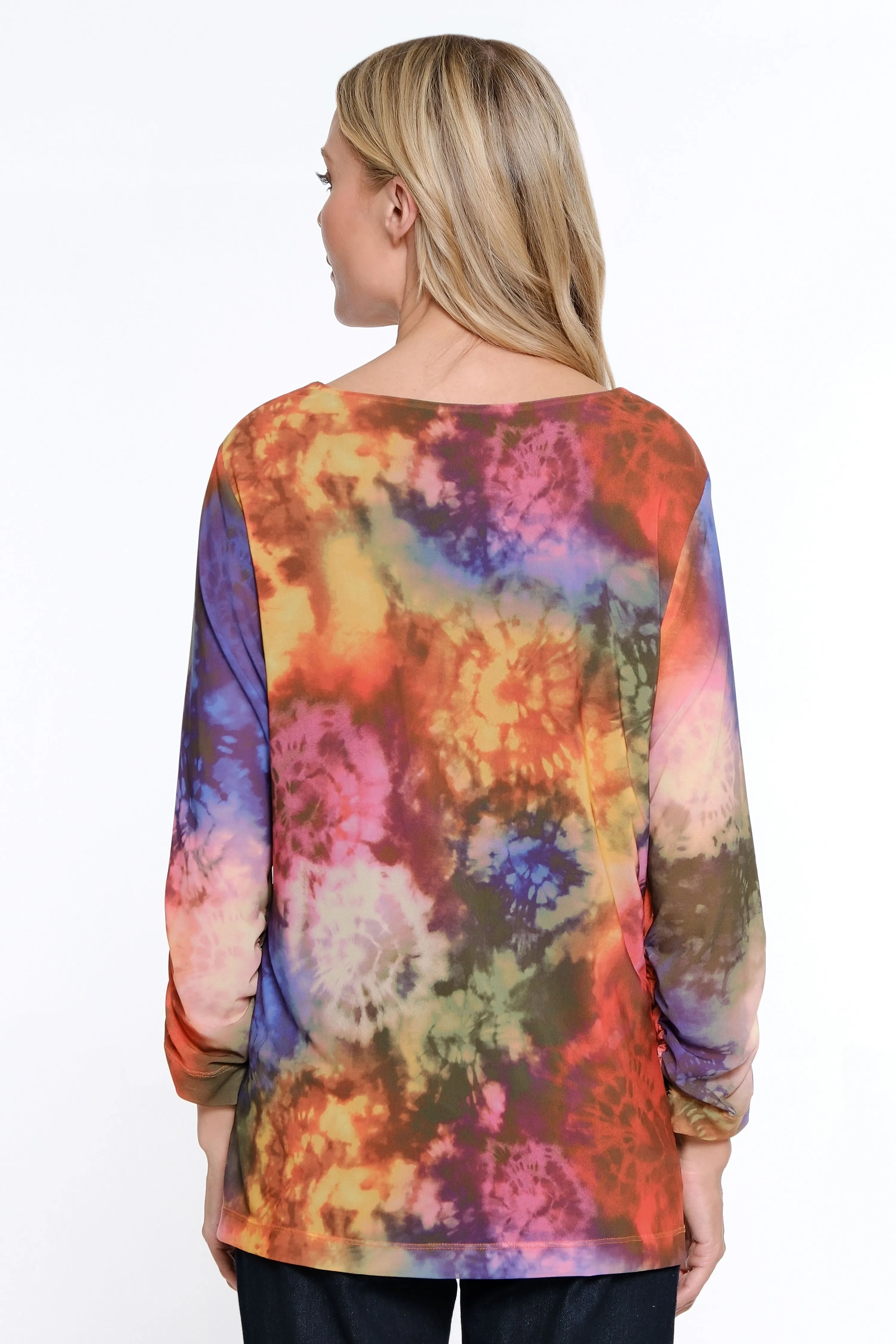 Mesh V-Neck Tunic - Petite - Tie Dye Multi