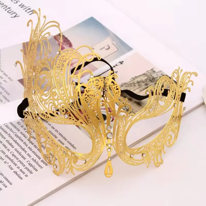 Metal Laser Cut Venetian Ladies Masquerade Ball Party Mask - Gold ((Style 16))