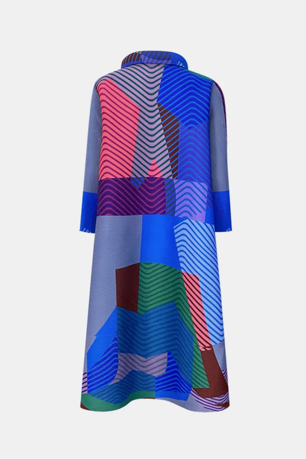 Multicolored Accordion Pleated Knee-Length Dress