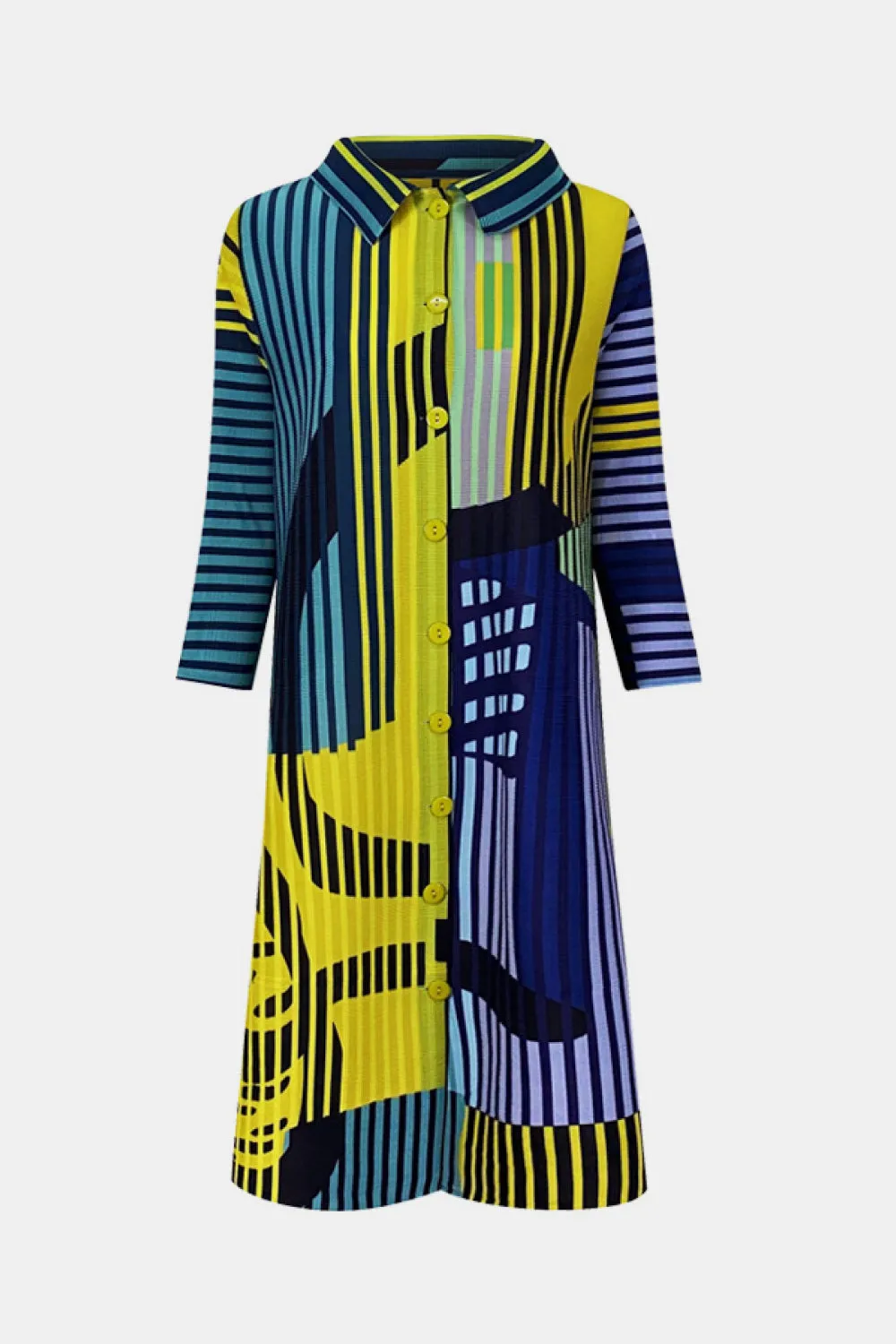 Multicolored Accordion Pleated Knee-Length Dress