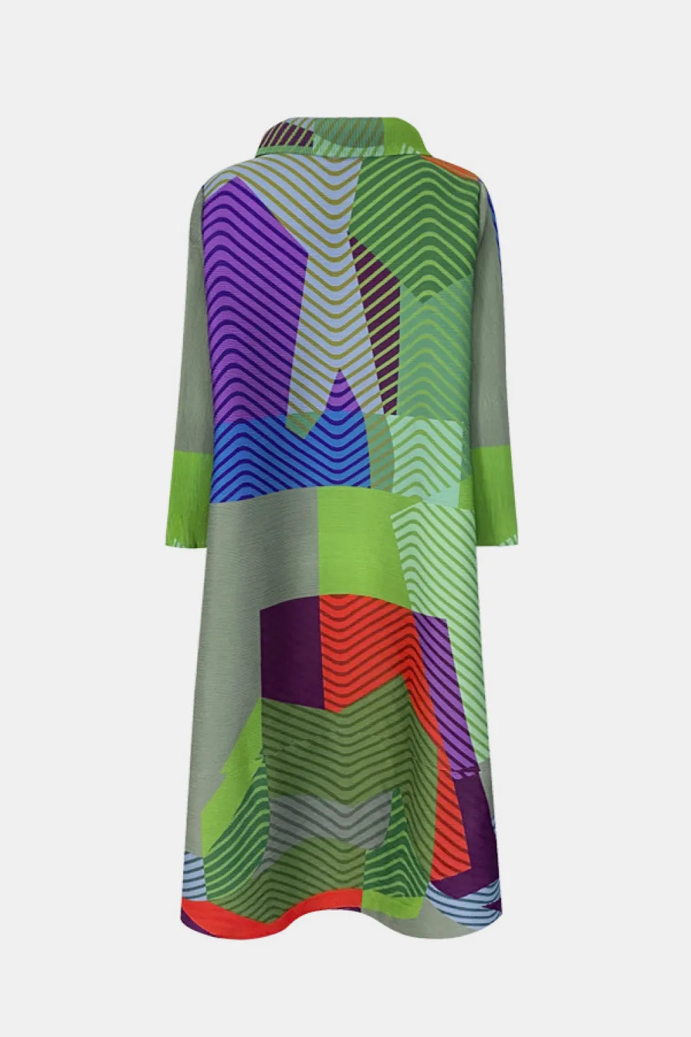 Multicolored Accordion Pleated Knee-Length Dress