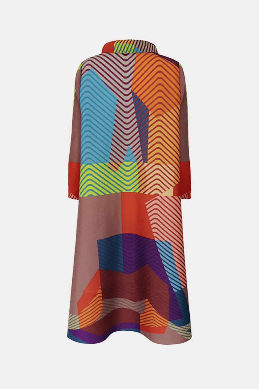 Multicolored Accordion Pleated Knee-Length Dress