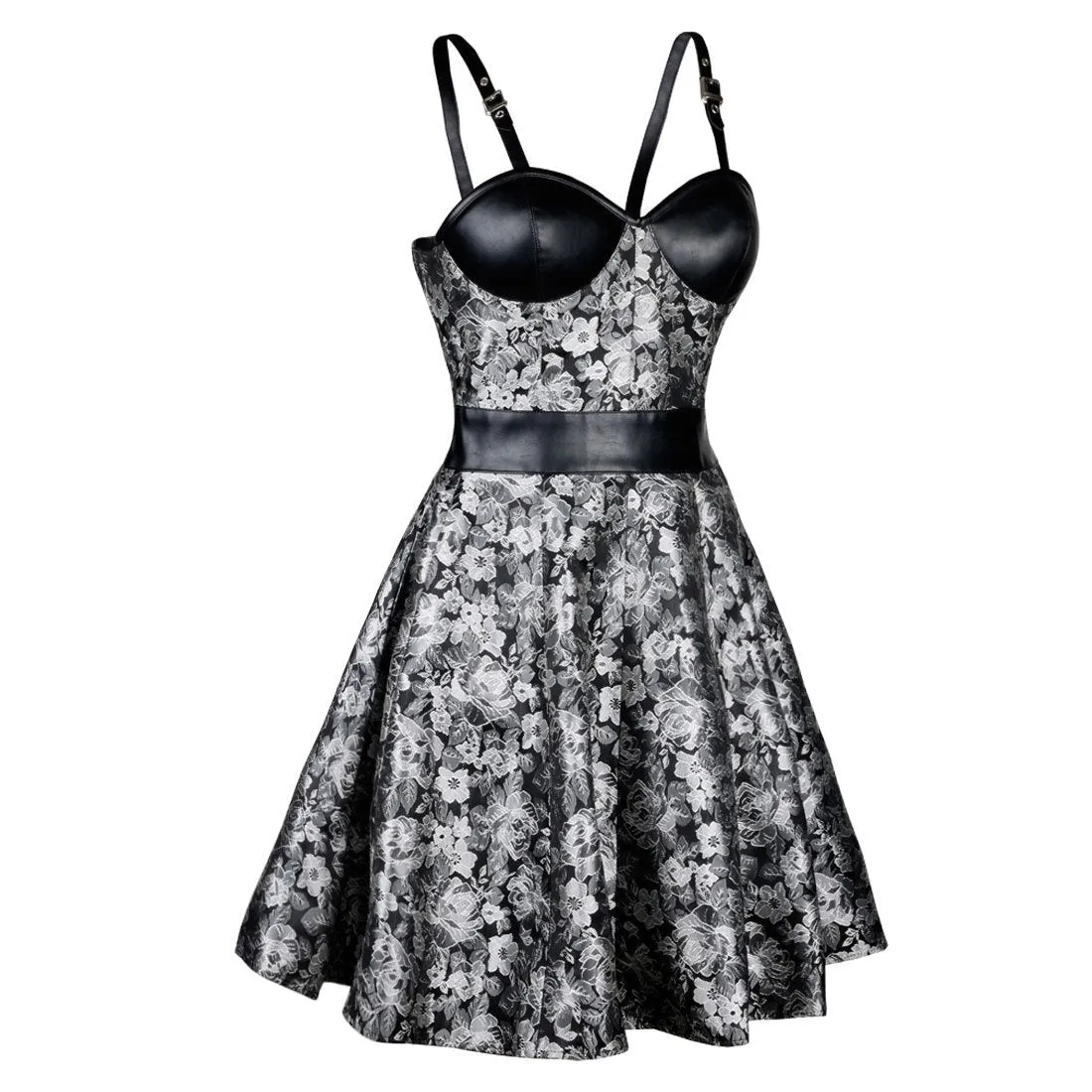 Raven’s Luxe Black & Silver Brocade Bustier Short Dress