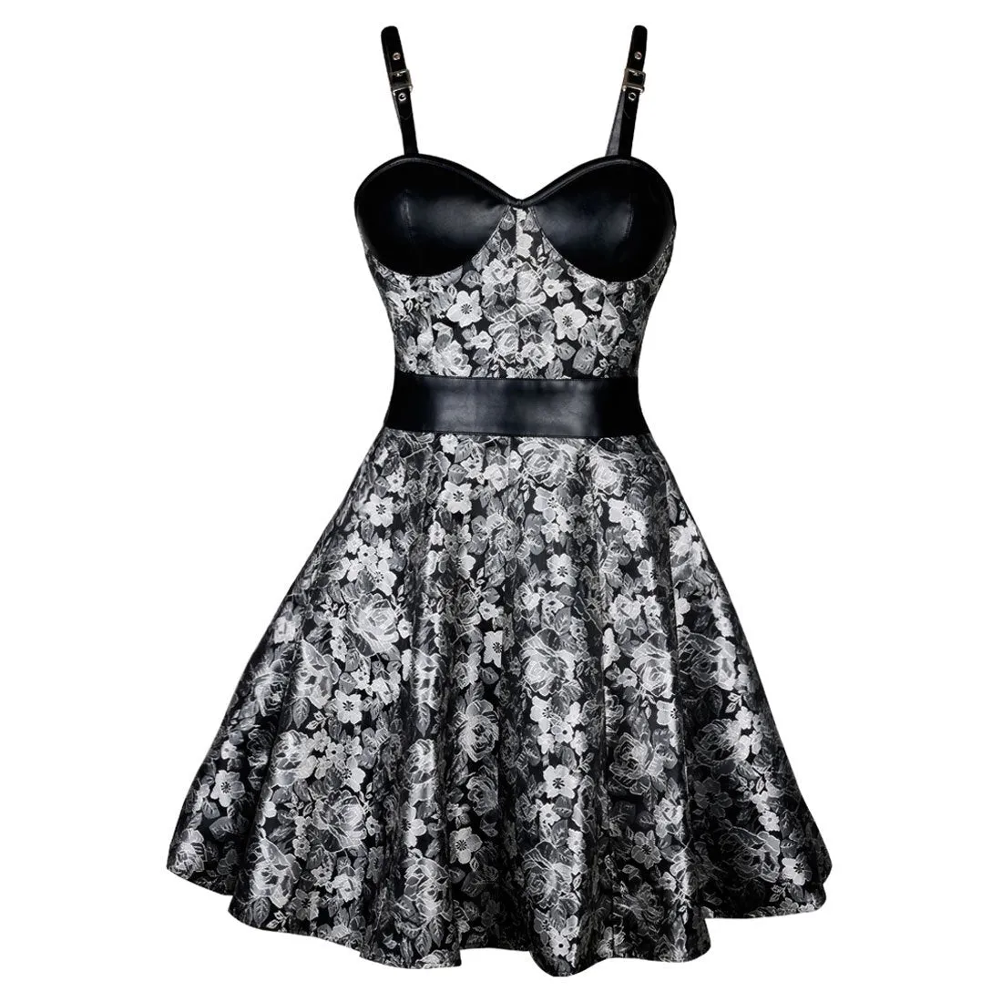 Raven’s Luxe Black & Silver Brocade Bustier Short Dress