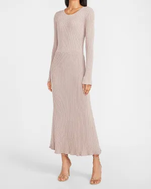 Ribbed Long Sleeve Maxi Sweater Dress in Adobe Rose Heather