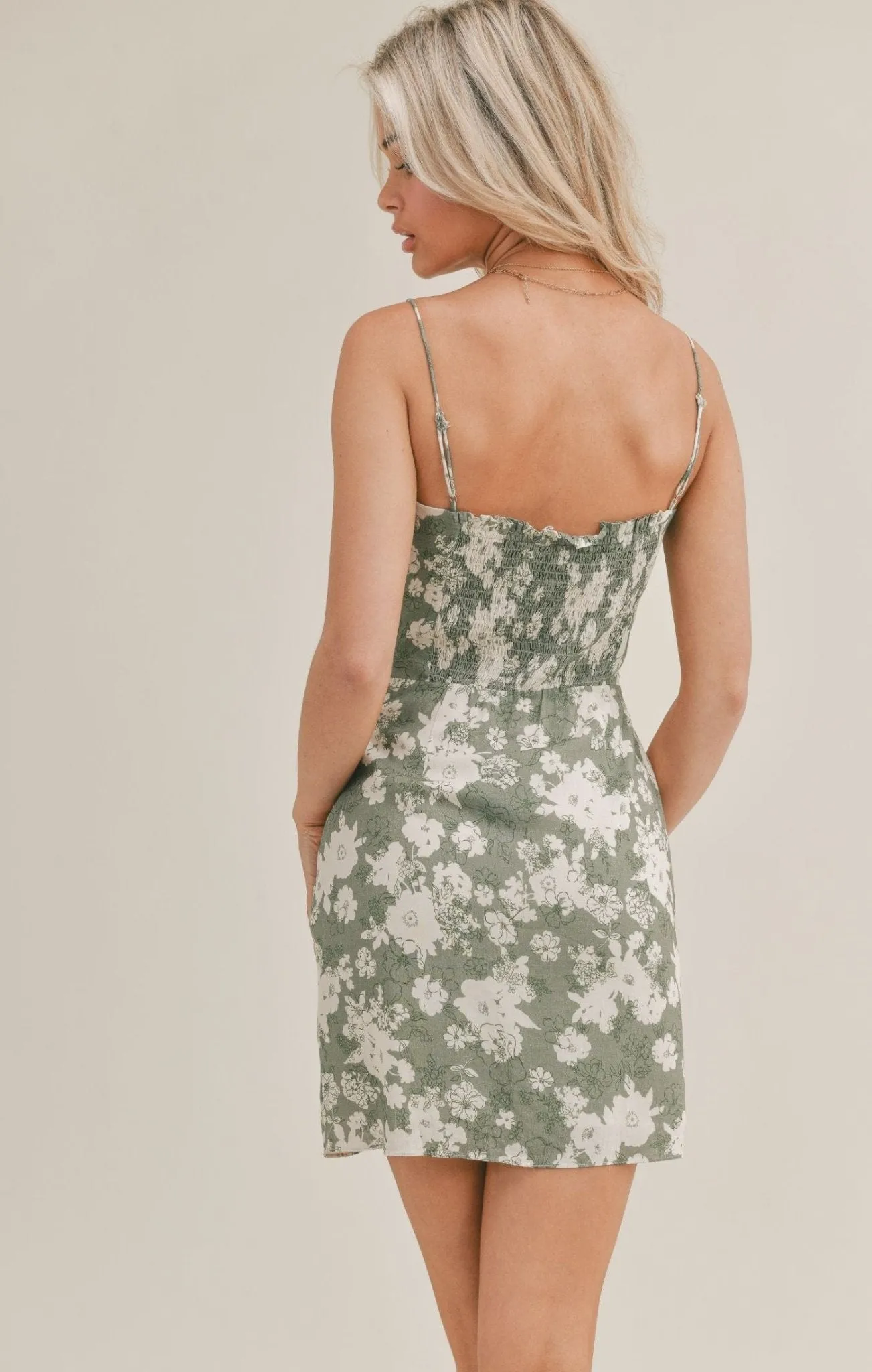 Sage The Label Spring Break Lace Up Mini Dress in Sage Cream