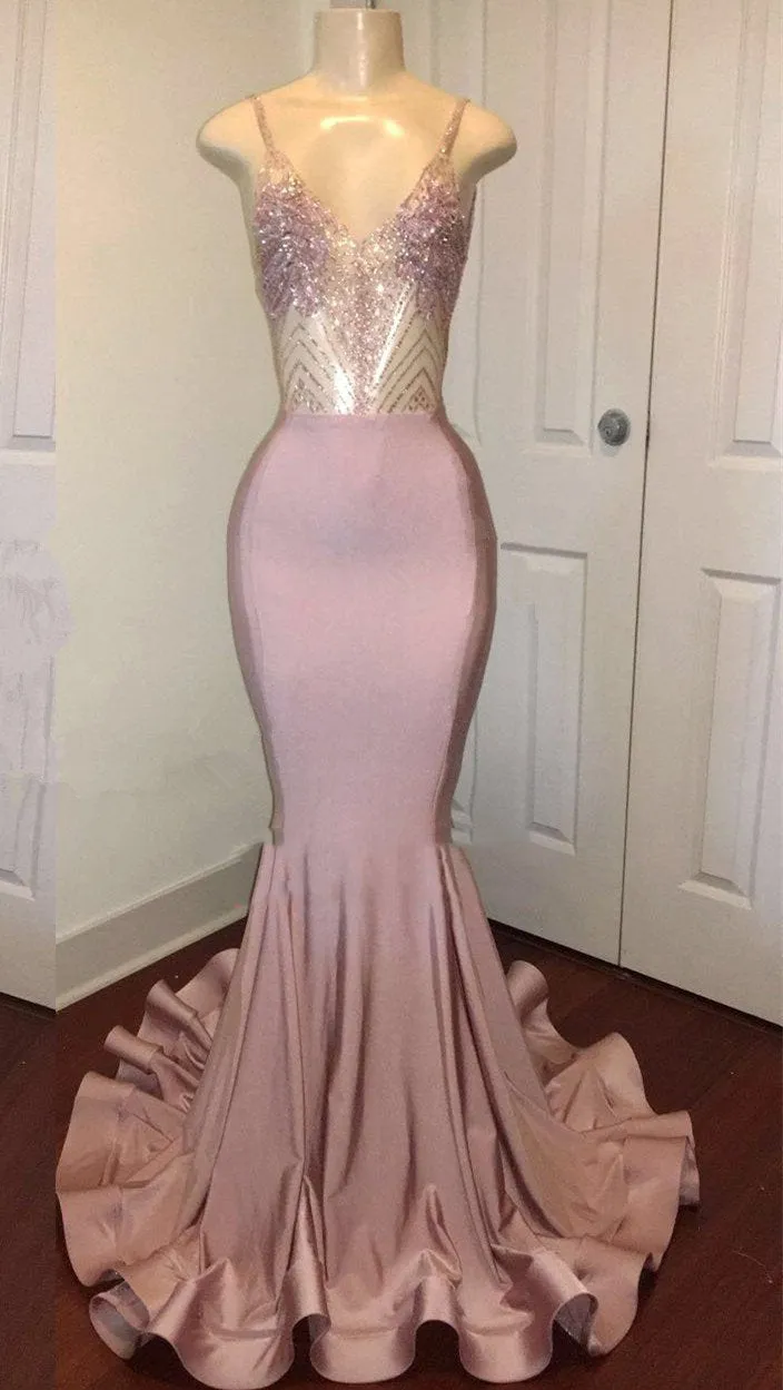 Sexy Mermaid Dusty Rose Sweetheart Shiny Backless Long Prom Dress 2025