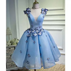 Sky Blue Butterfly Short Homecoming Dress Party Dresses