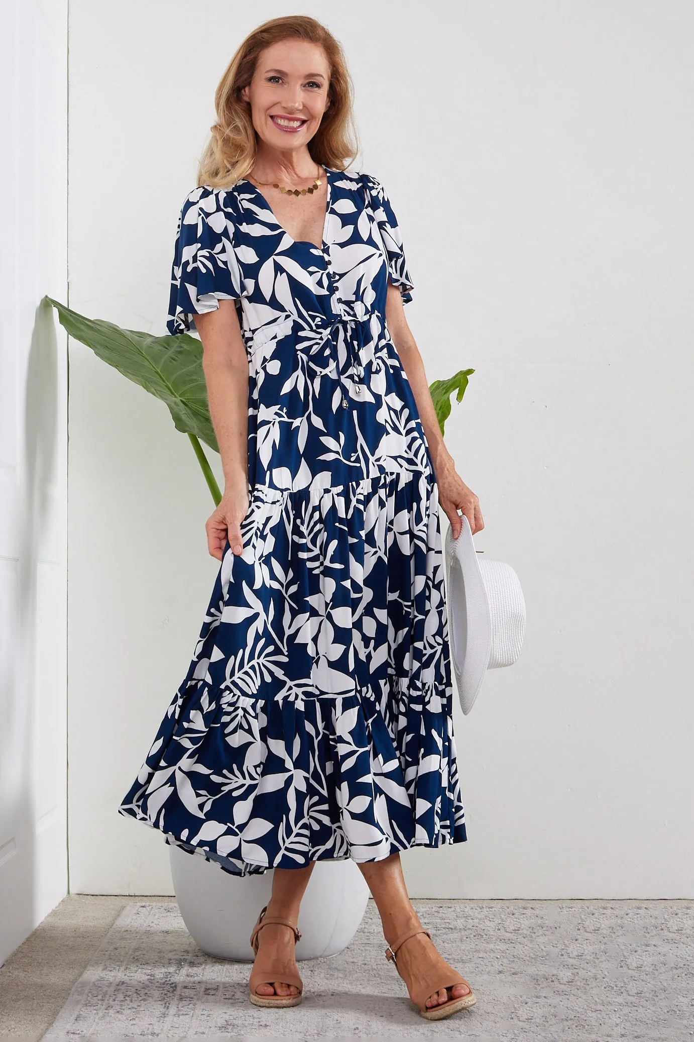 Soraya Dress - Navy Botanical