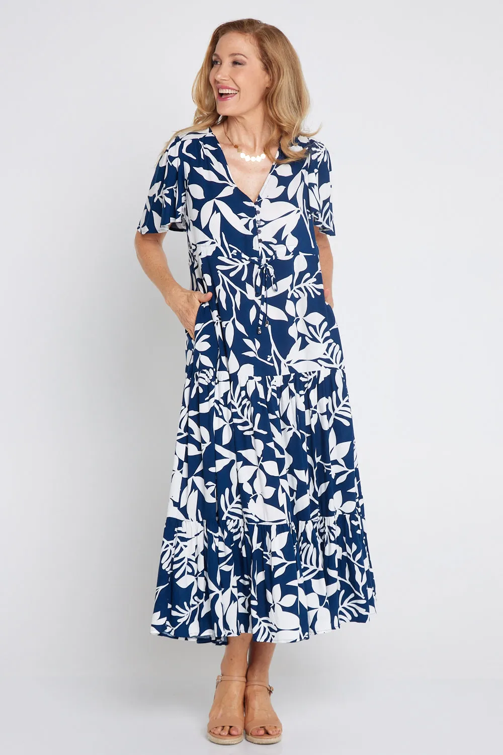 Soraya Dress - Navy Botanical