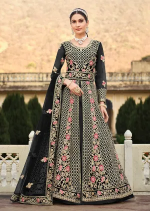 Special Cord & Stone Work Black Slit Style Anarkali Suit