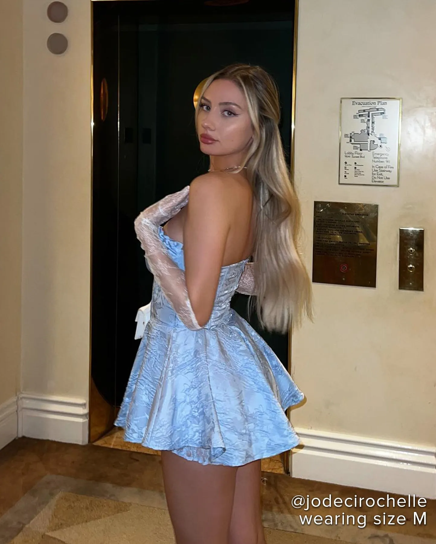 Stassi Mini Gown Dress in Light Blue