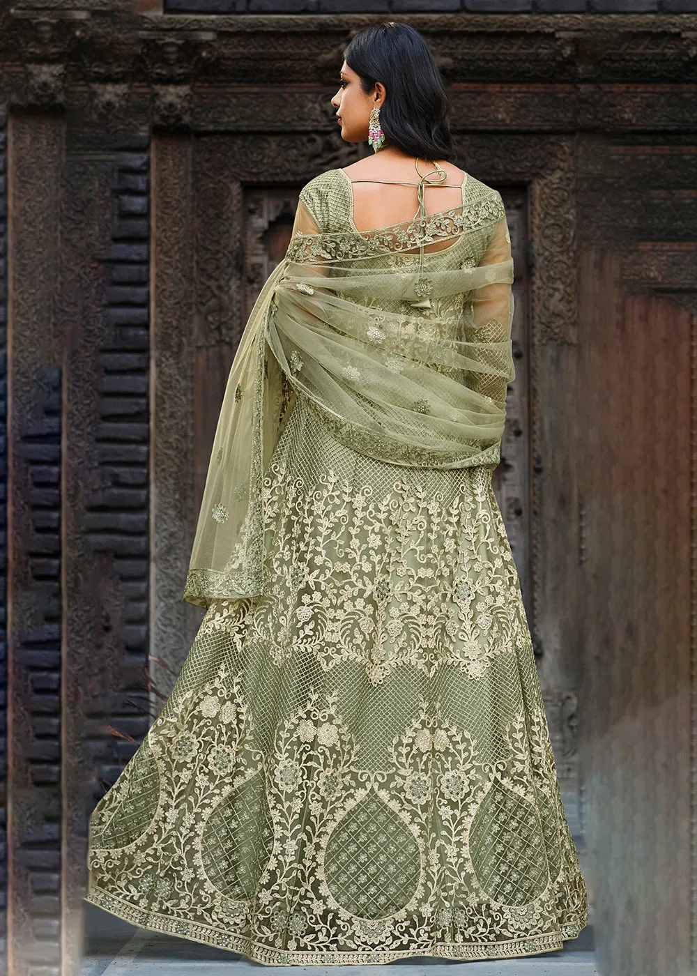 Thread Stone Embroidered Stunning Green Wedding Anarkali Suit